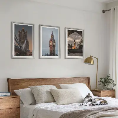London Bridge und Big Ben Wandbild 3er-Set mit Rahmen