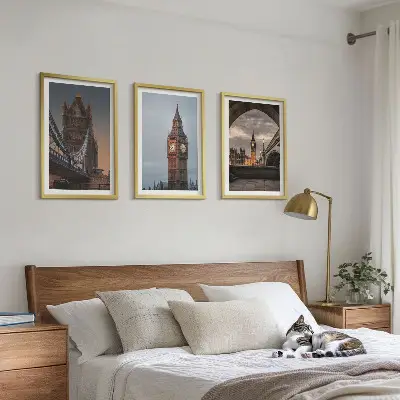 London Bridge und Big Ben Wandbild 3er-Set mit Rahmen