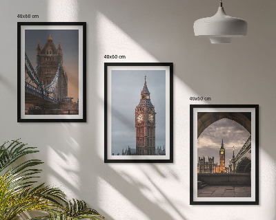 Bilder-3er-set mit rahmen London Bridge Big Ben Uhr