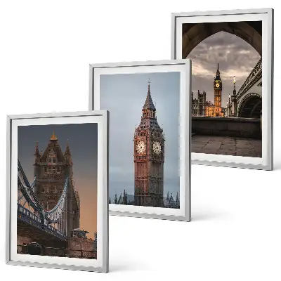 London Bridge und Big Ben Wandbild 3er-Set mit Rahmen