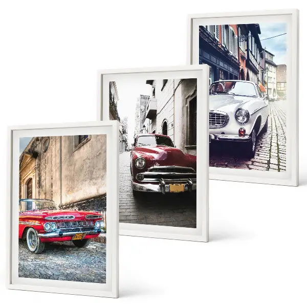 Oldtimer in Städten 3er-Set Bilder mit Rahmen
