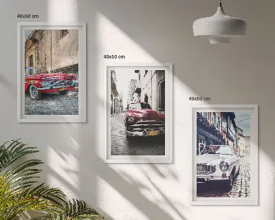 Oldtimer in Städten 3er-Set Bilder mit Rahmen