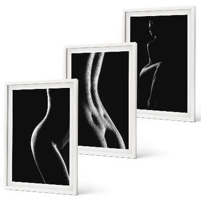 Bilder-3er-set mit rahmen Schwarz-weiße weibliche Silhouetten