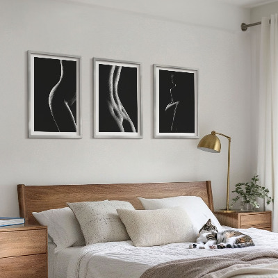 Bilder-3er-set mit rahmen Schwarz-weiße weibliche Silhouetten