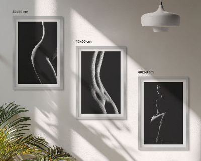 Bilder-3er-set mit rahmen Schwarz-weiße weibliche Silhouetten