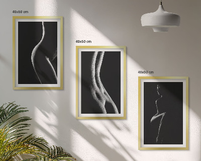 Bilder-3er-set mit rahmen Schwarz-weiße weibliche Silhouetten