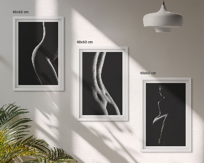 Bilder-3er-set mit rahmen Schwarz-weiße weibliche Silhouetten