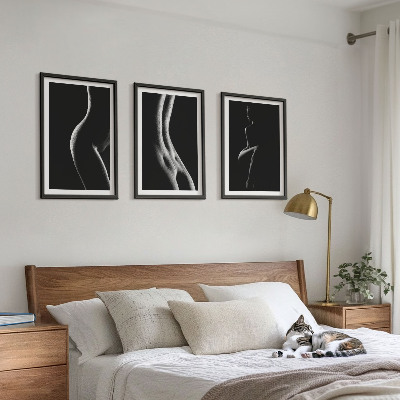 Bilder-3er-set mit rahmen Schwarz-weiße weibliche Silhouetten