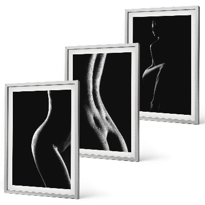 Bilder-3er-set mit rahmen Schwarz-weiße weibliche Silhouetten