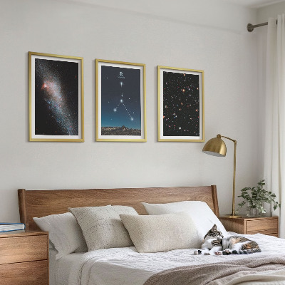 Bilder-3er-set mit rahmen Weltraumgalaxie-Konstellation Krebs