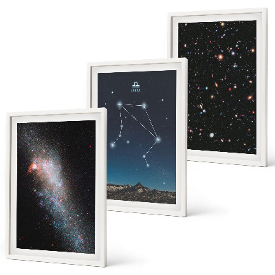Gerahmtes bilderset Weltraum, Galaxie, Waage, Himmel