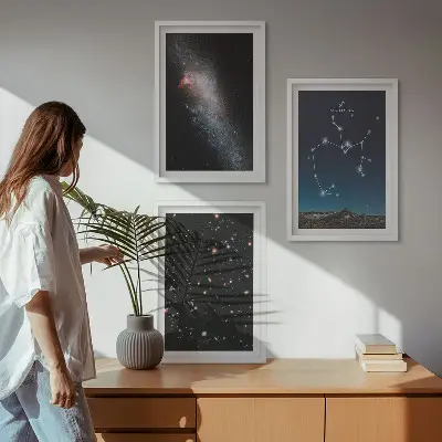 Gerahmtes bilderset mit Motiven von Galaxien, Sternbildern und dem Weltraum sowie dem Schützen