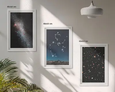 Gerahmtes bilderset mit Motiven von Galaxien, Sternbildern und dem Weltraum sowie dem Schützen
