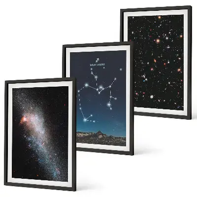 Gerahmtes bilderset mit Motiven von Galaxien, Sternbildern und dem Weltraum sowie dem Schützen