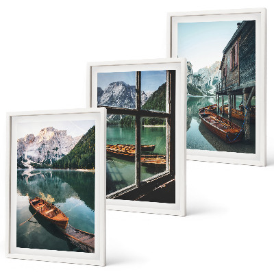 Gerahmtes bilderset Bootshaus am Bergsee