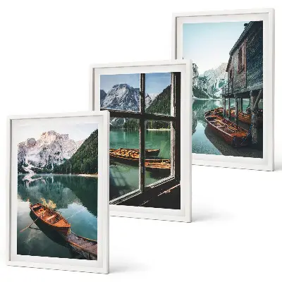 Bilderset Bootshaus am Bergsee gerahmt