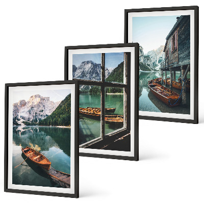 Gerahmtes bilderset Bootshaus am Bergsee