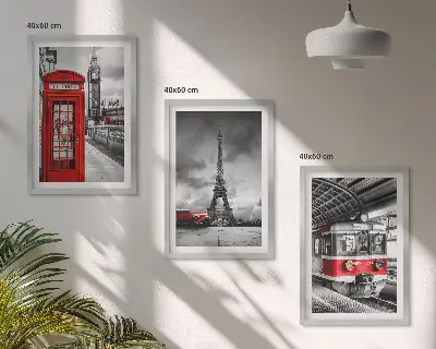 Gerahmtes Bilderset mit Motiven von Ikonen aus London und Paris