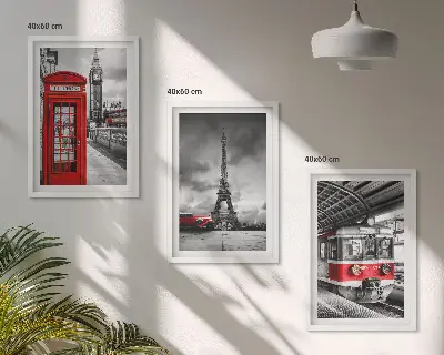 Gerahmtes Bilderset mit Motiven von Ikonen aus London und Paris