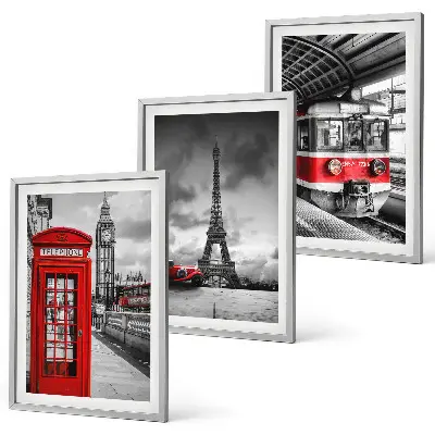 Gerahmtes Bilderset mit Motiven von Ikonen aus London und Paris