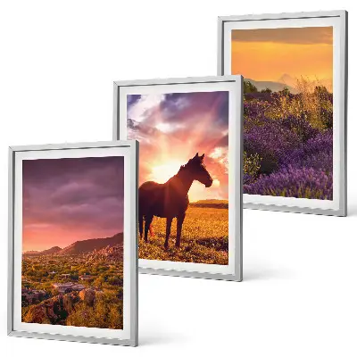 Berglandschaft mit einem Pferd gerahmtes Bilderset