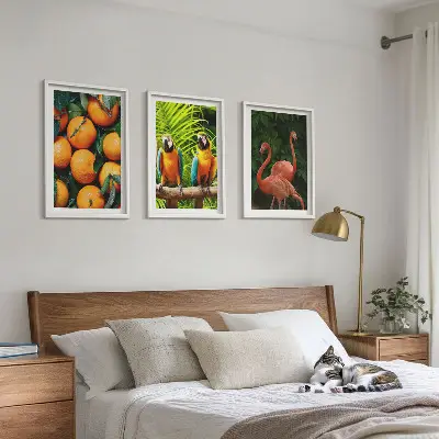 Gerahmtes Bilderset mit tropischen Fruchtmotiven