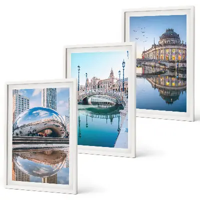 Architektur von Städten am Wasser Wandbilder 3er-Set mit Rahmen