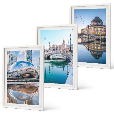 Bilder-3er-set mit rahmen Architektur von Städten am Wasser