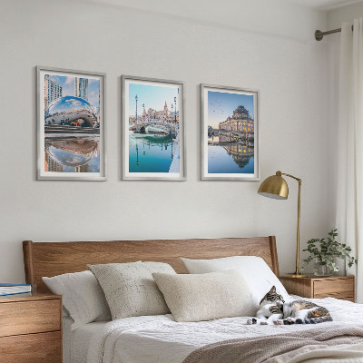 Bilder-3er-set mit rahmen Architektur von Städten am Wasser