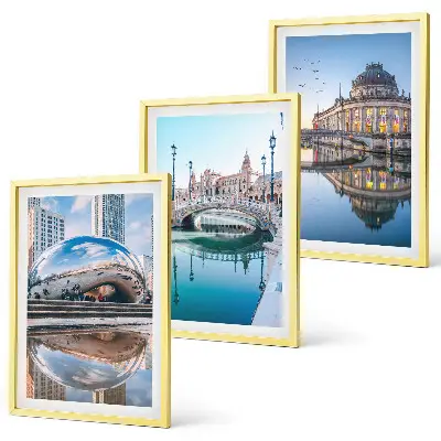 Architektur von Städten am Wasser Wandbilder 3er-Set mit Rahmen