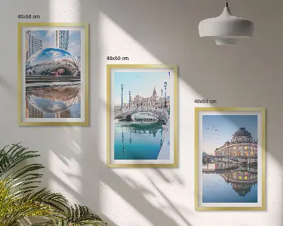 Architektur von Städten am Wasser Wandbilder 3er-Set mit Rahmen