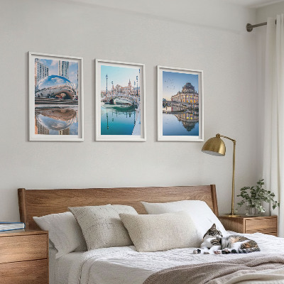Bilder-3er-set mit rahmen Architektur von Städten am Wasser