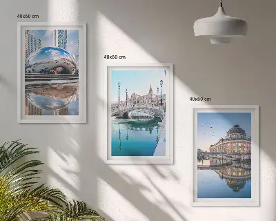 Architektur von Städten am Wasser Wandbilder 3er-Set mit Rahmen