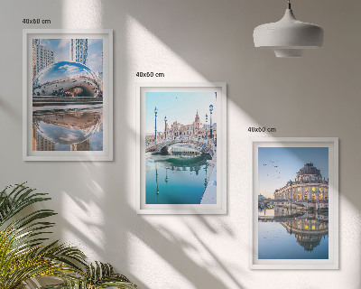 Bilder-3er-set mit rahmen Architektur von Städten am Wasser
