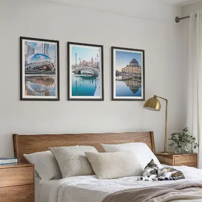 Architektur von Städten am Wasser Wandbilder 3er-Set mit Rahmen