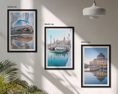 Bilder-3er-set mit rahmen Architektur von Städten am Wasser