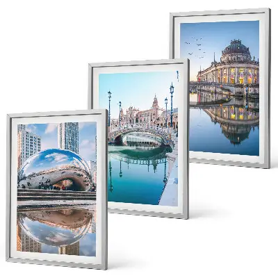 Architektur von Städten am Wasser Wandbilder 3er-Set mit Rahmen