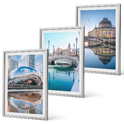Bilder-3er-set mit rahmen Architektur von Städten am Wasser