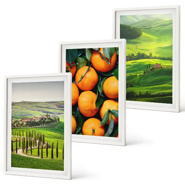 Italienische Landschaft mit Orangen gerahmtes Bilderset