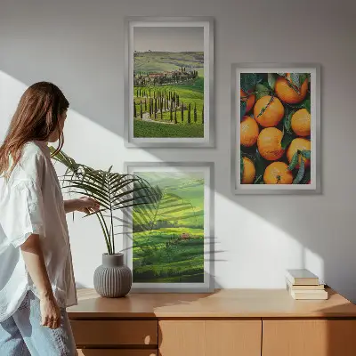 Italienische Landschaft mit Orangen gerahmtes Bilderset