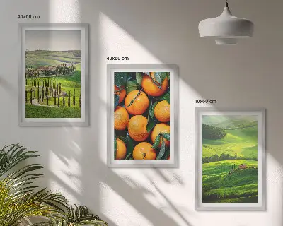 Italienische Landschaft mit Orangen gerahmtes Bilderset