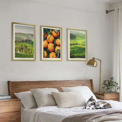 Italienische Landschaft mit Orangen gerahmtes Bilderset
