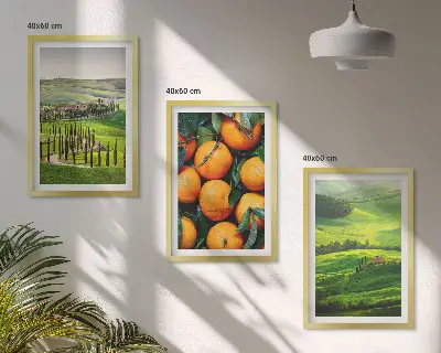 Italienische Landschaft mit Orangen gerahmtes Bilderset