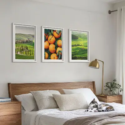 Italienische Landschaft mit Orangen gerahmtes Bilderset