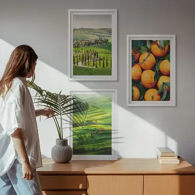 Italienische Landschaft mit Orangen gerahmtes Bilderset