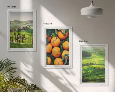 Italienische Landschaft mit Orangen gerahmtes Bilderset