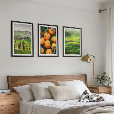 Italienische Landschaft mit Orangen gerahmtes Bilderset