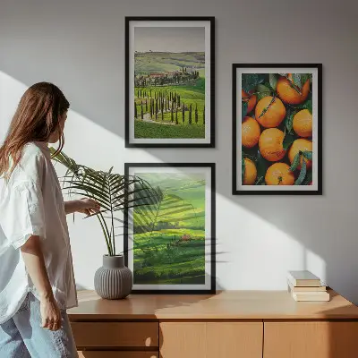 Italienische Landschaft mit Orangen gerahmtes Bilderset
