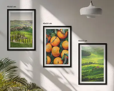 Italienische Landschaft mit Orangen gerahmtes Bilderset