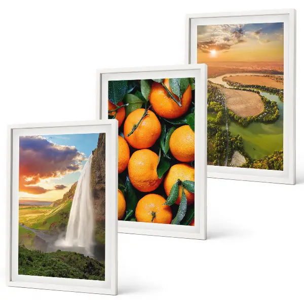 Orange Mountain Wasserfall 3er-Set mit Rahmen